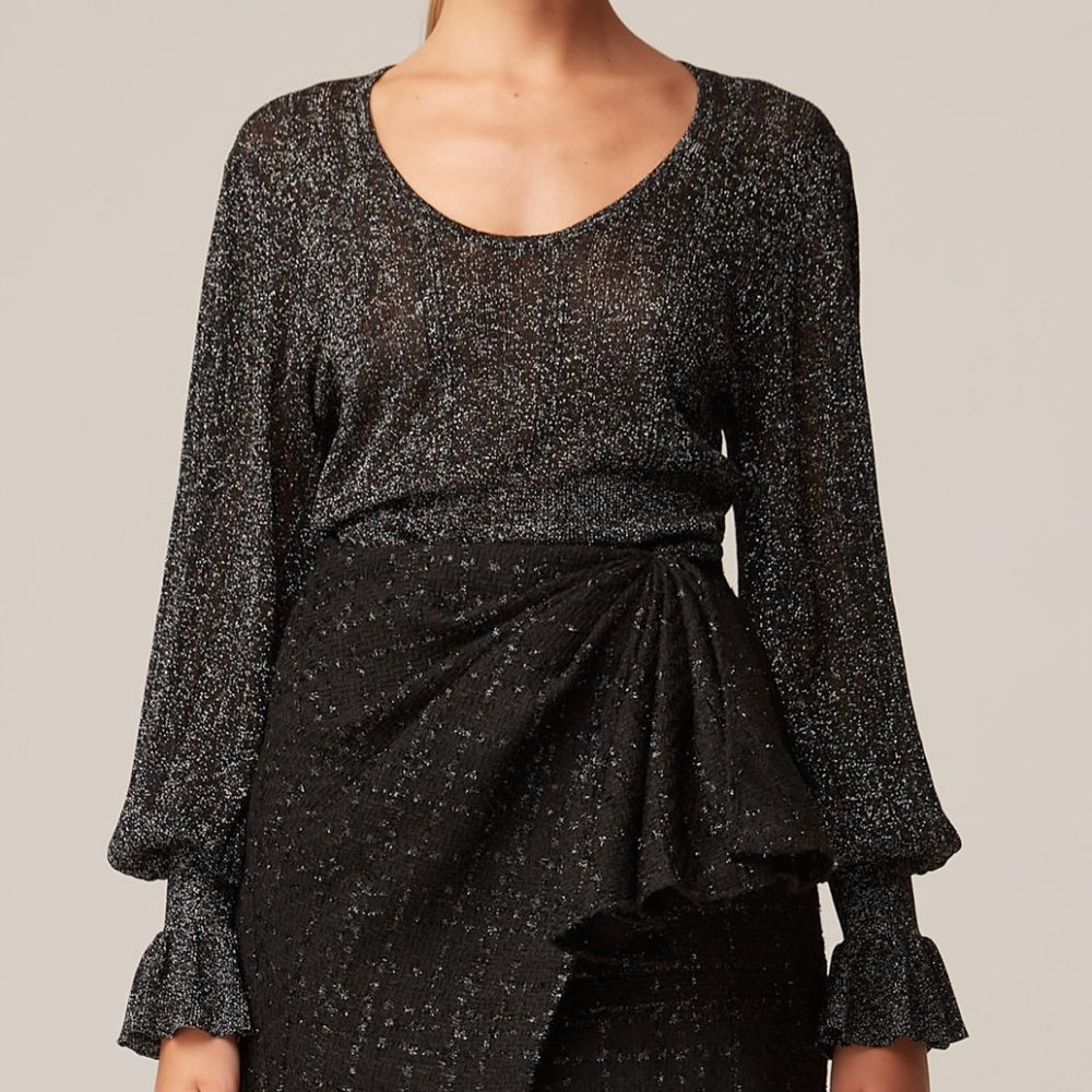LAST 1! NWT Keepsake the Label Afresh Semi Sheer Knit Sparkle Holiday Sweater